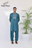 Sea Green Neck & Sleeves Embroidered Kurta Pajama For Men's