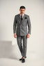 Grey Elegant Double Breasted Coat Pant For Men's