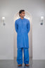 Ink Blue Embroidered Kurta With Bell Bottom Pajama For Men's