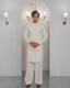 White Kurta Bell Bottom Pajama + Embroidered Waist Coat For Men's