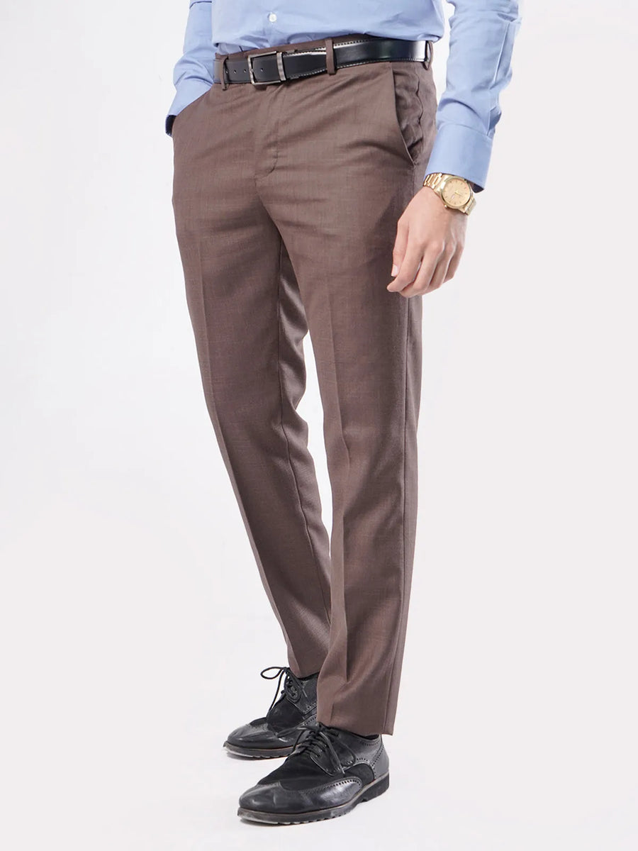 Dark Brown Self Formal Dress Pant For Men's – Najib Maya