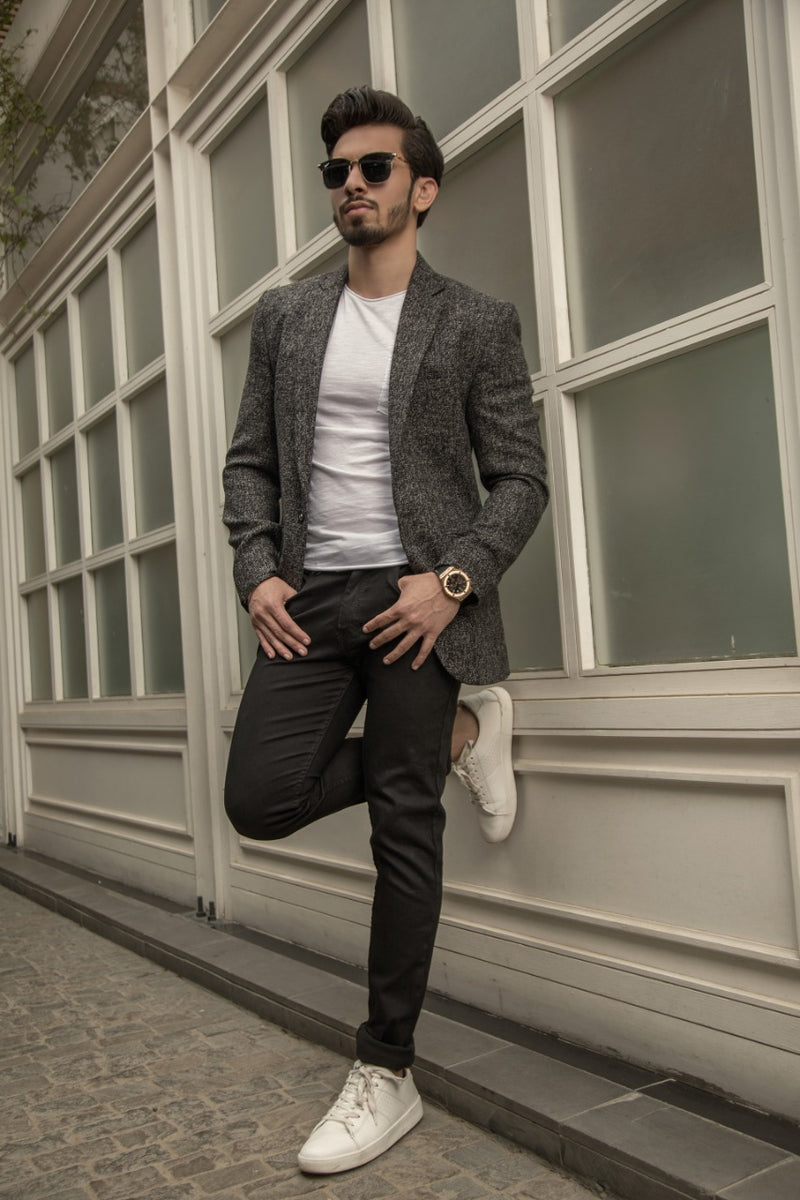 Charcoal Casual Coat For Men's