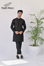 Black Embroidery Kurta Pajama For Men's