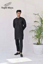 Black Embroidery Kurta Pajama For Men's