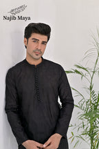 Black Embroidery Kurta Pajama For Men's