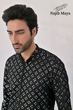 Black Embroidered Kurta Pajama For Men's