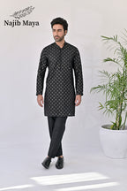 Black Embroidered Kurta Pajama For Men's