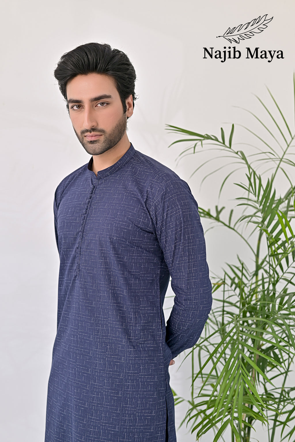 Blue Texture Kurta Pajama For Men's