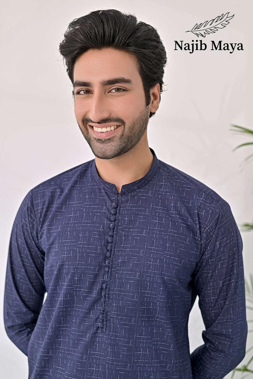 Blue Texture Kurta Pajama For Men's