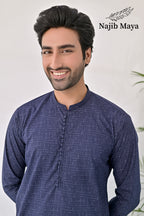 Blue Texture Kurta Pajama For Men's