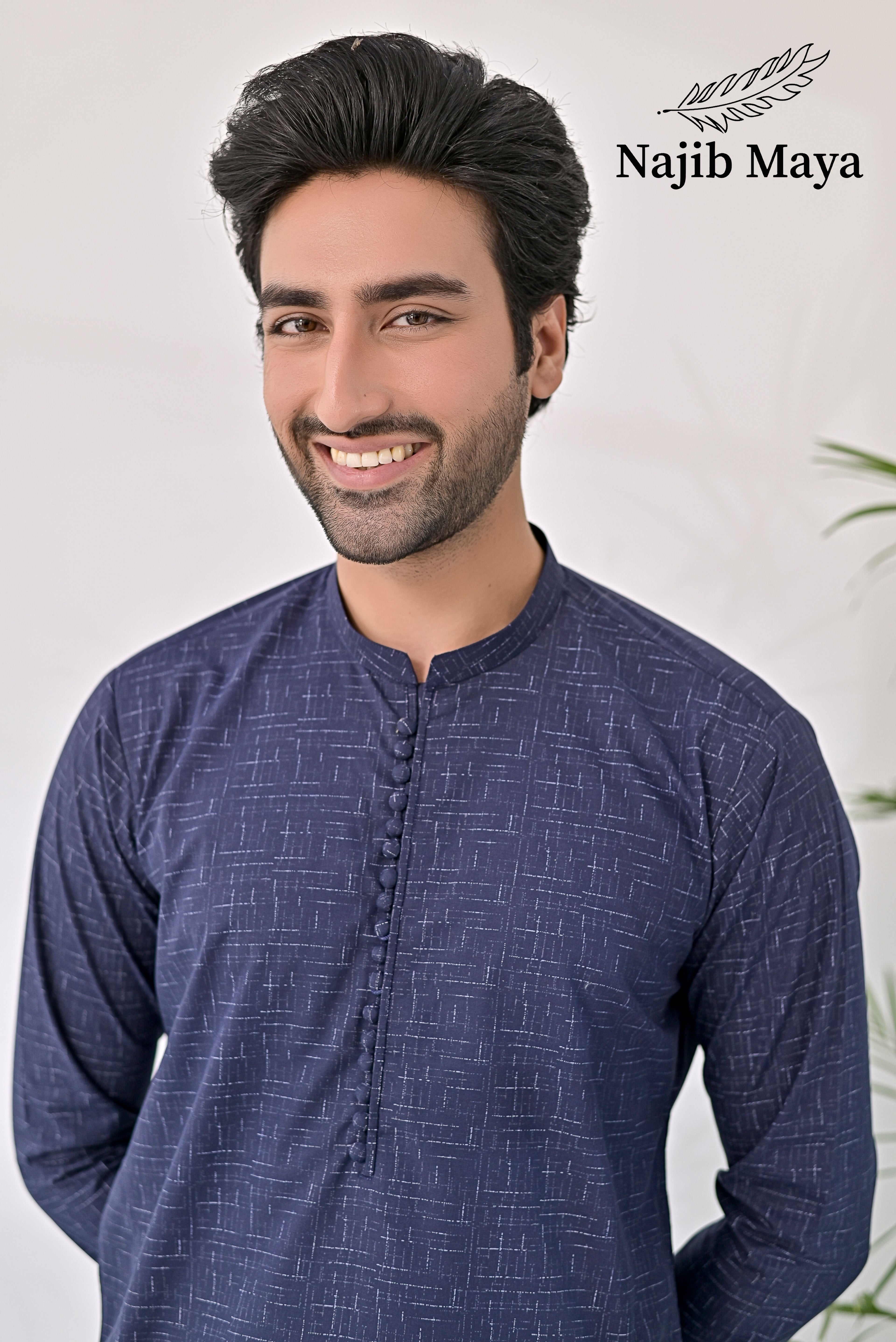 Blue Texture Kurta Pajama For Men's