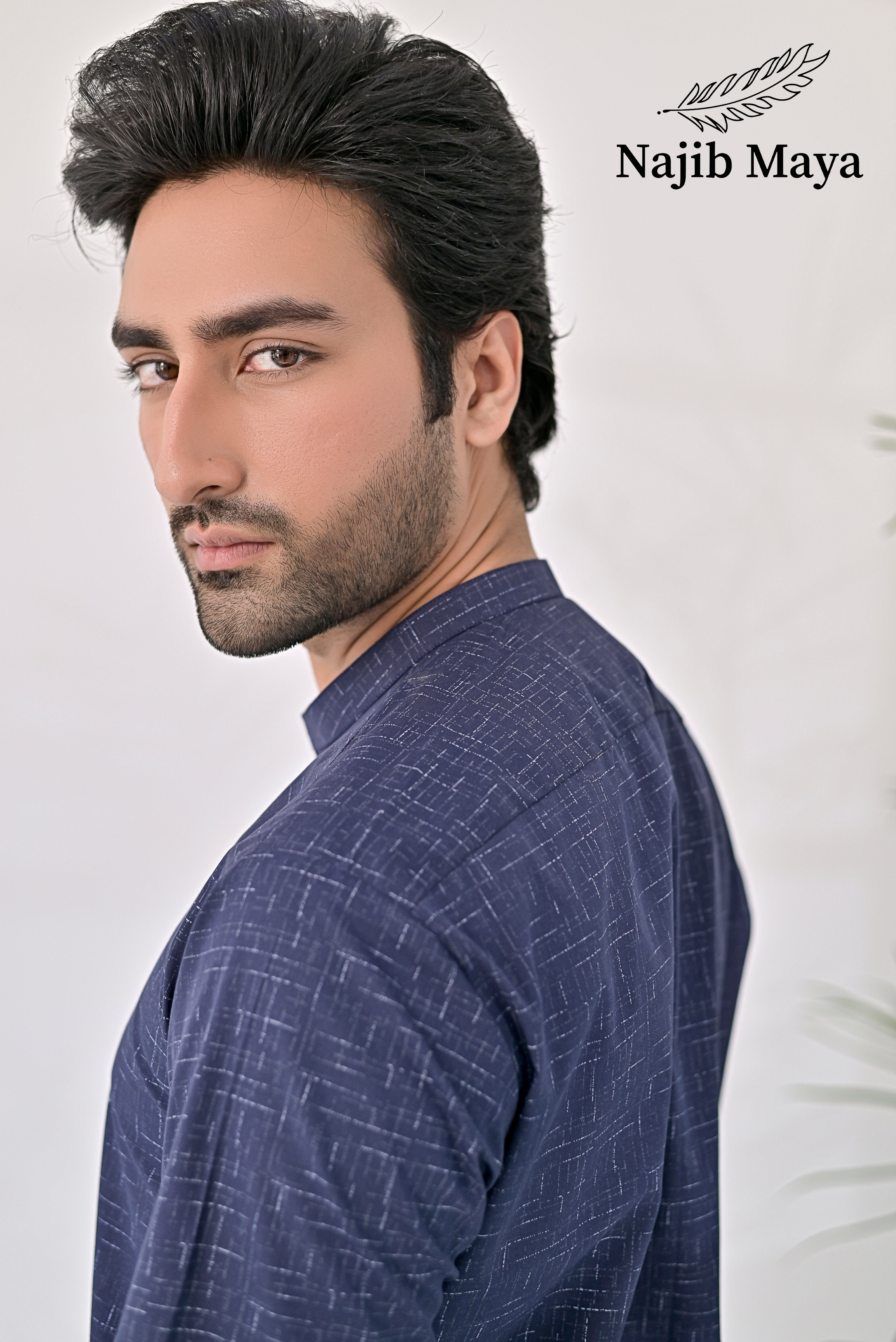 Blue Texture Kurta Pajama For Men's