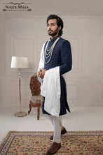 Load image into Gallery viewer, Navy Blue Hand Work Embroidered Sherwani For Men&#39;s