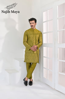 Dhaani Embroidery Waist Coat & Dhaani Embroidery Kurta Pajama For Men's