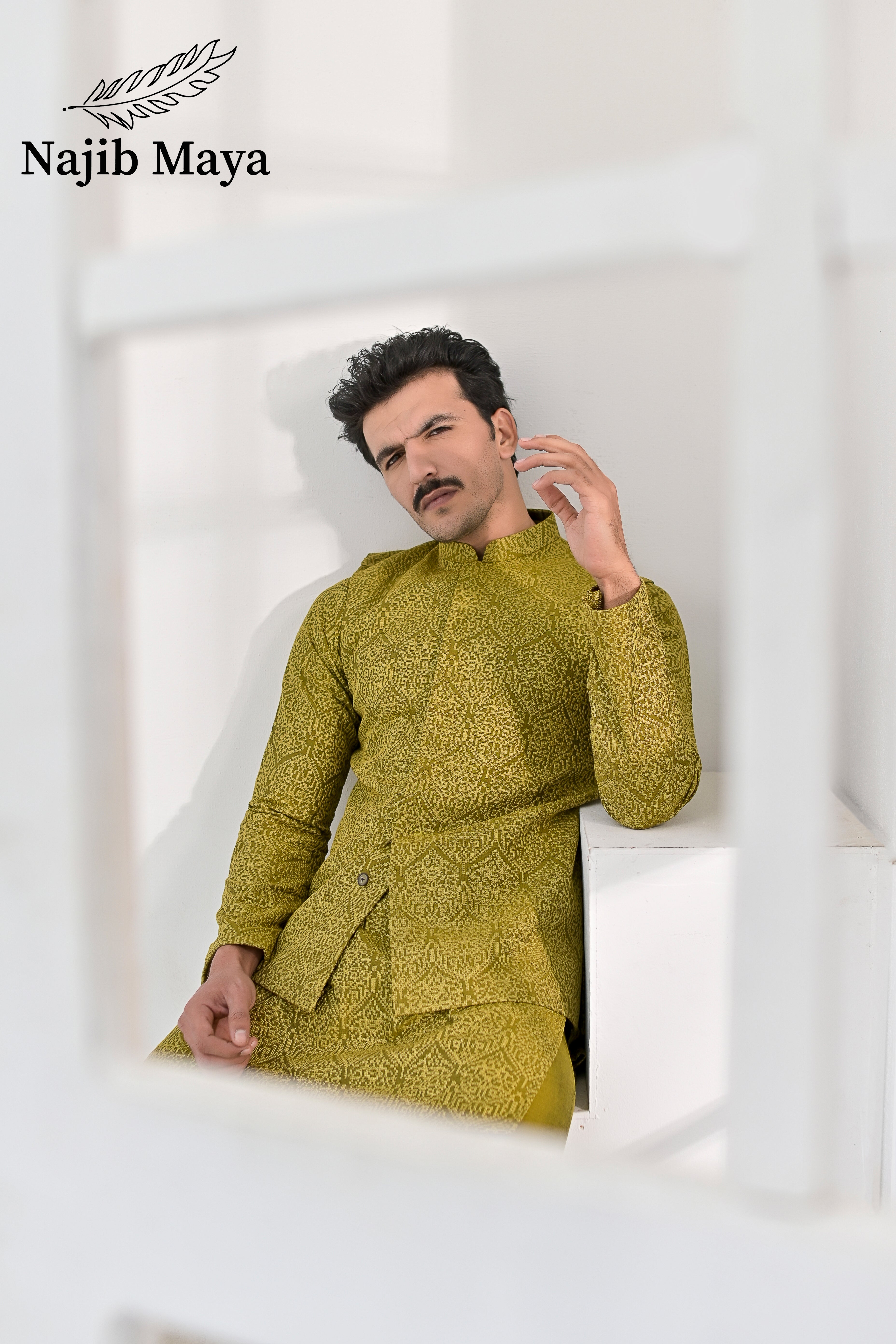 Dhaani Embroidery Waist Coat & Dhaani Embroidery Kurta Pajama For Men's Secondary image