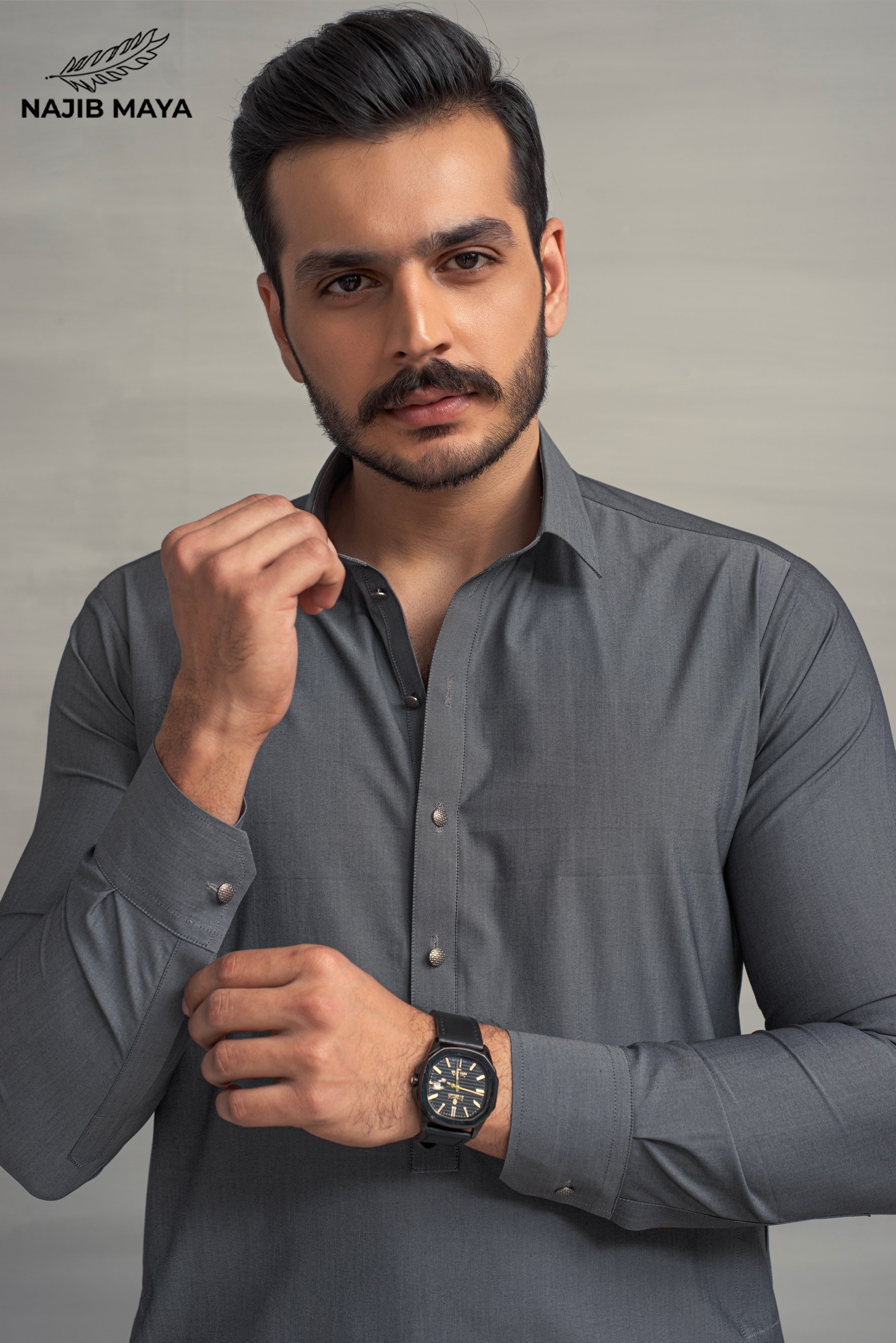 Grey Shalwar Kameez For Men's Secondary image