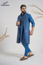 Till Blue Stylish Kurta Pajama + Shawl For Men's