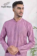 Purple Embroidery Kurta Pajama For Men's