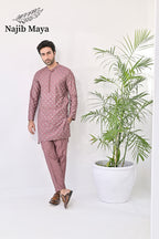 Peach Embroidery Kurta Pajama For Men's