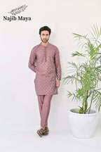 Peach Embroidery Kurta Pajama For Men's