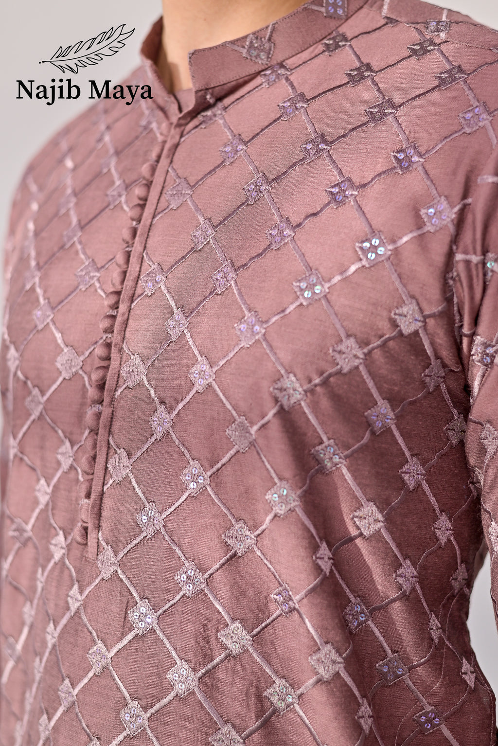 Peach Embroidery Kurta Pajama For Men's