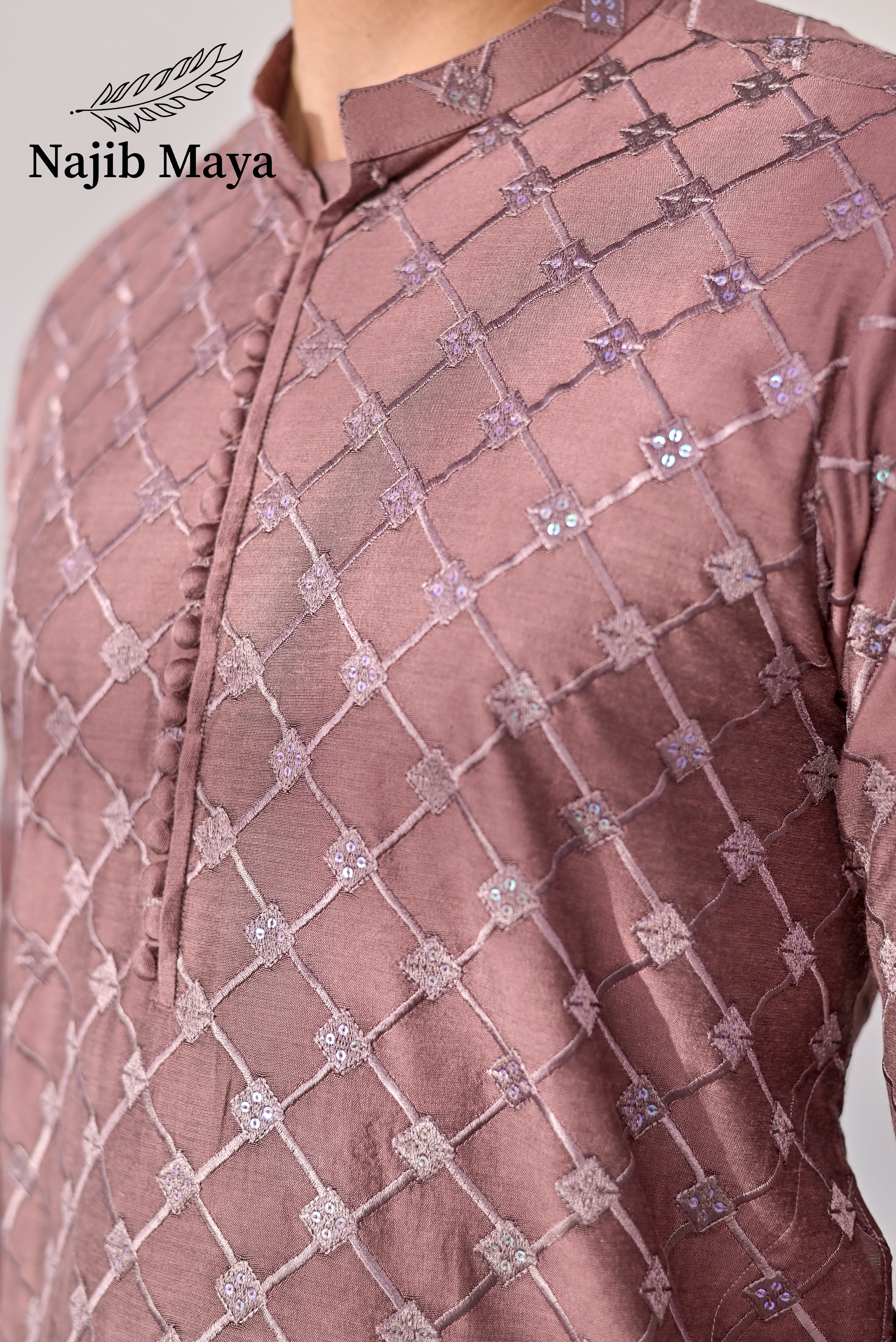 Peach Embroidery Kurta Pajama For Men's
