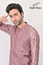 Peach Embroidery Kurta Pajama For Men's