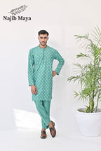 Green Embroidery Kurta Pajama For Men's