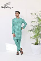 Green Embroidery Kurta Pajama For Men's