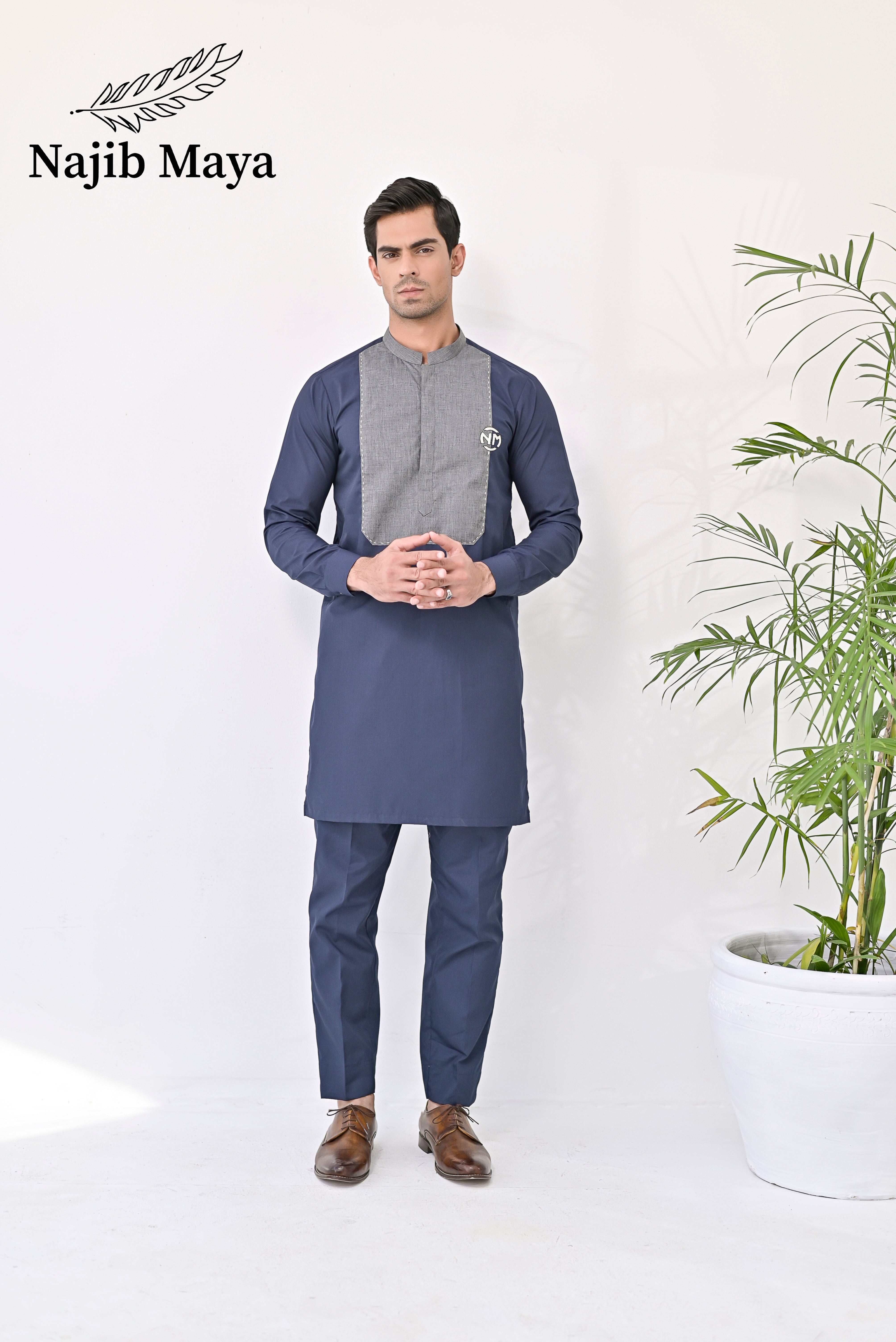Navy Blue Kurta Pajama For Men's Main image