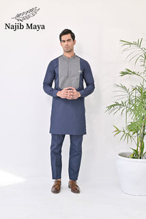 Navy Blue Kurta Pajama For Men's