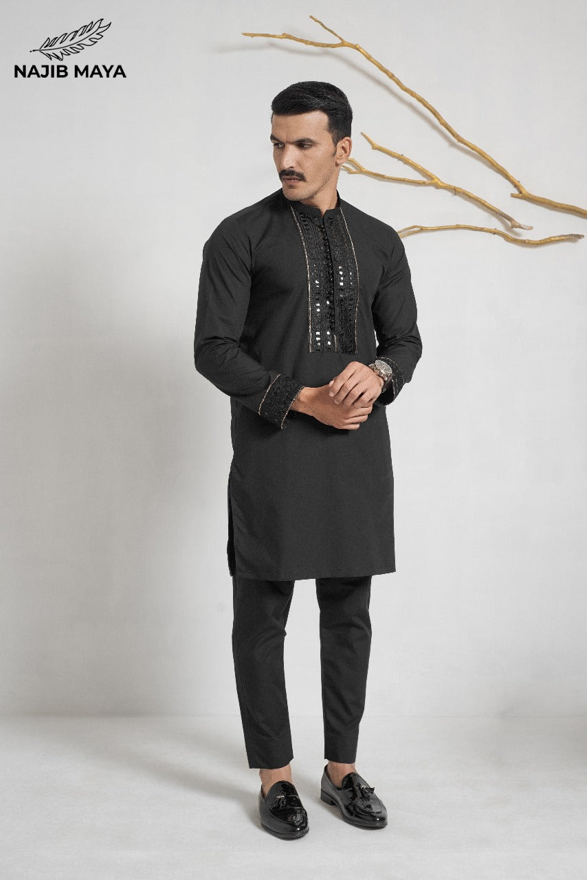 Black Stylish Kurta Pajama + Shawl For Men's
