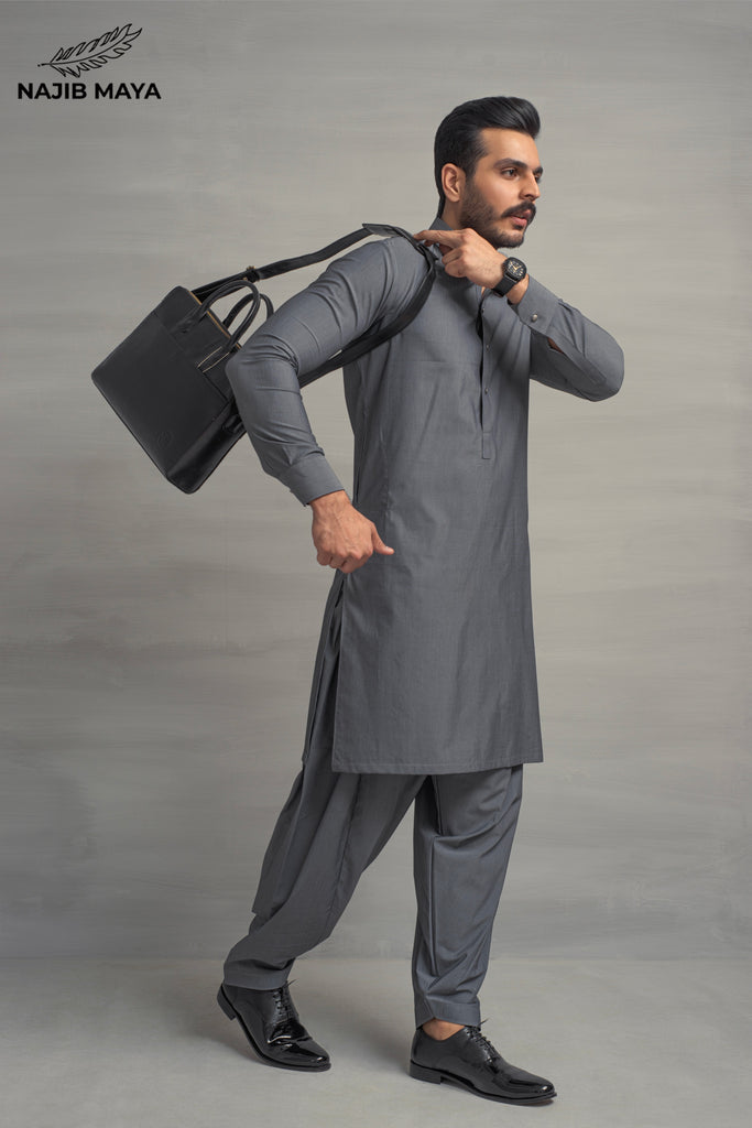 Grey Shalwar Kameez For Men's