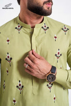 Load image into Gallery viewer, Pista Green Embroidered Kurta Pajama For Men&#39;s