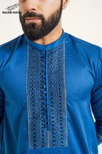 Till Blue Stylish Kurta Pajama + Shawl For Men's