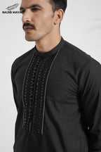 Black Stylish Kurta Pajama + Shawl For Men's