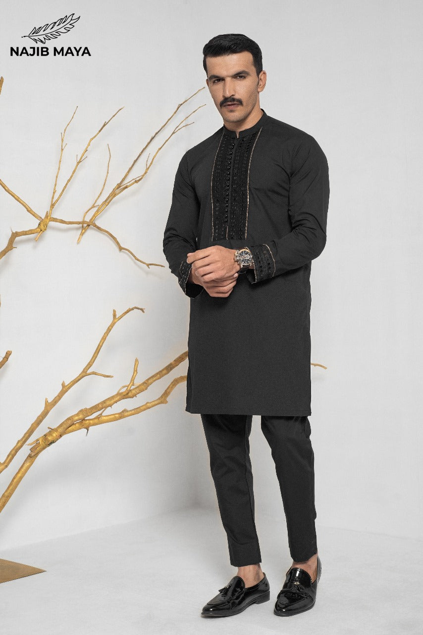 Black Stylish Kurta Pajama + Shawl For Men's