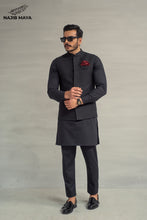 Load image into Gallery viewer, Black Embroidery Waistcoat + Black Kurta Pajama For Men&#39;s