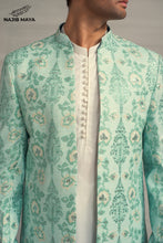 Load image into Gallery viewer, Powder Green Embroidery Prince Coat + White Kurta Pajama For Men&#39;s