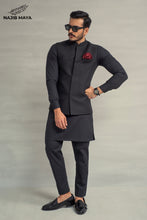 Load image into Gallery viewer, Black Embroidery Waistcoat + Black Kurta Pajama For Men&#39;s