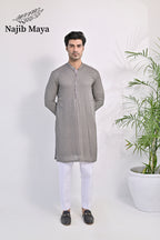 Grey Embroidered Kurta Pajama For Men's