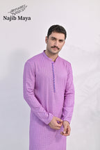 Purple Embroidered Kurta Pajama For Men's