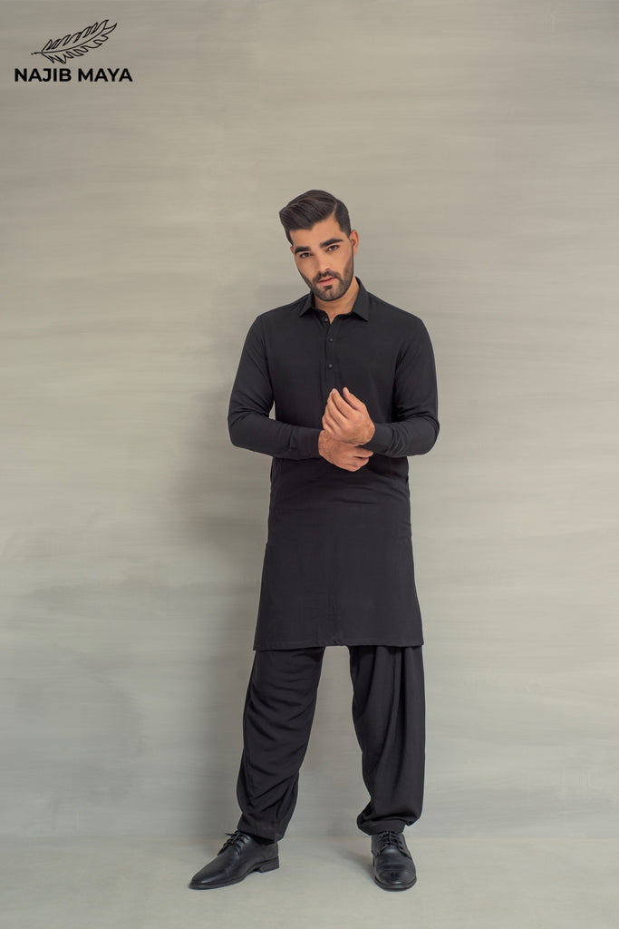 Black Shalwar Kameez For Men's