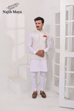 Load image into Gallery viewer, White Embroidery Waist Coat &amp; White Kurta Pajama For Men&#39;s