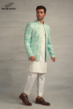 Load image into Gallery viewer, Powder Green Embroidery Prince Coat + White Kurta Pajama For Men&#39;s