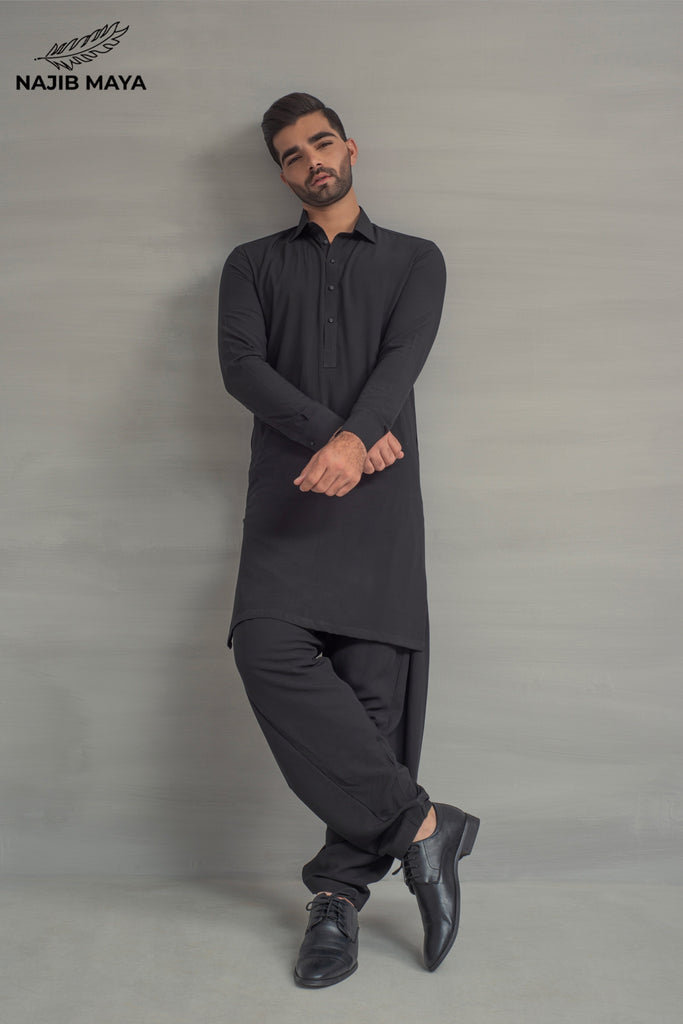 Black Shalwar Kameez For Men's