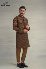 Load image into Gallery viewer, Brown Black Embroiderey Sequence Kurta Pajama For Men&#39;s