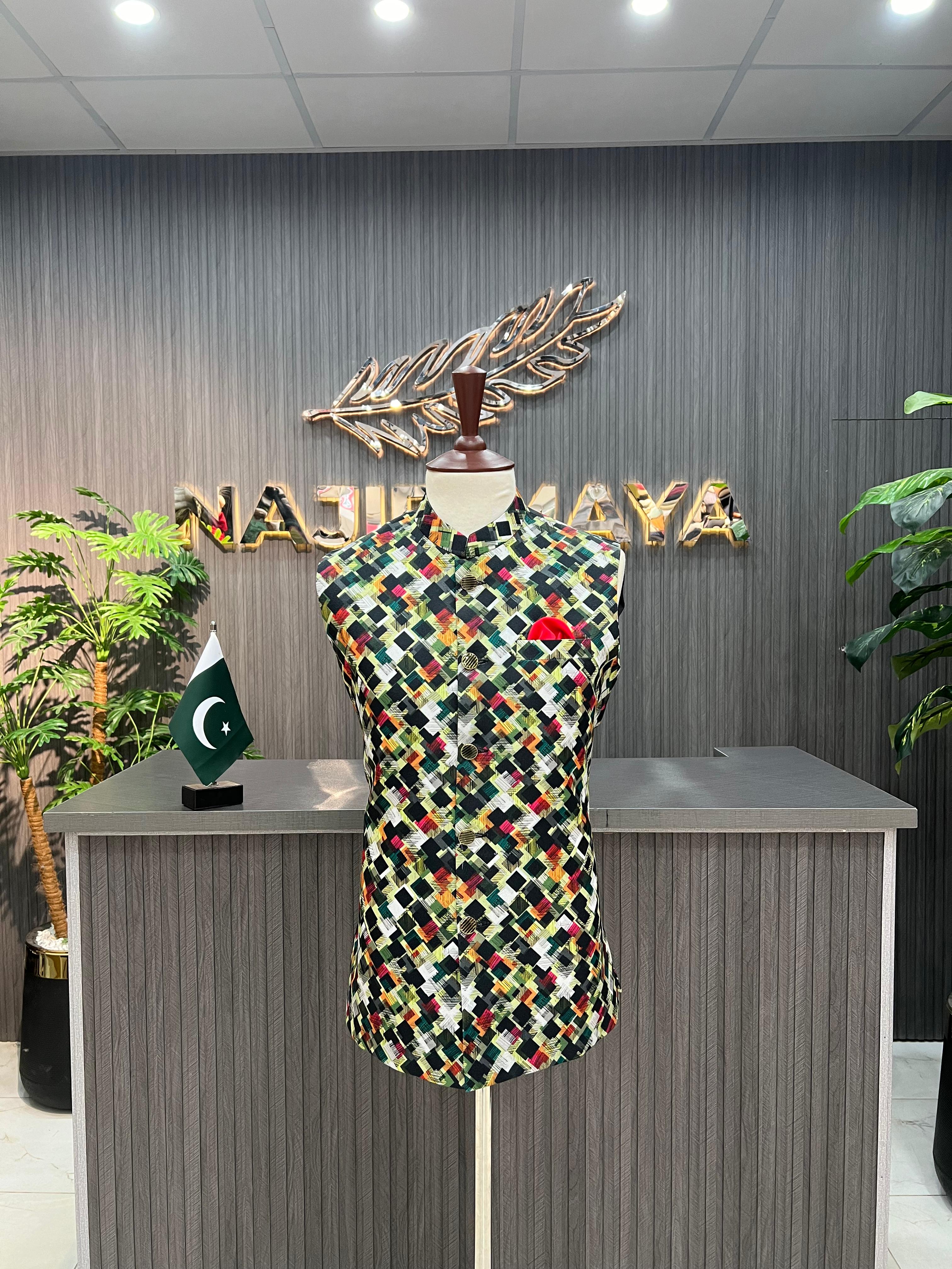 Printed Waist Coat For Men's