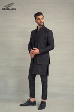 Load image into Gallery viewer, Black Embroidery Prince Coat + Black Sequence Kurta Pajama For Men&#39;s