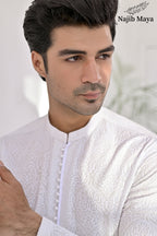 White Embroidered Kurta Pajama For Men's